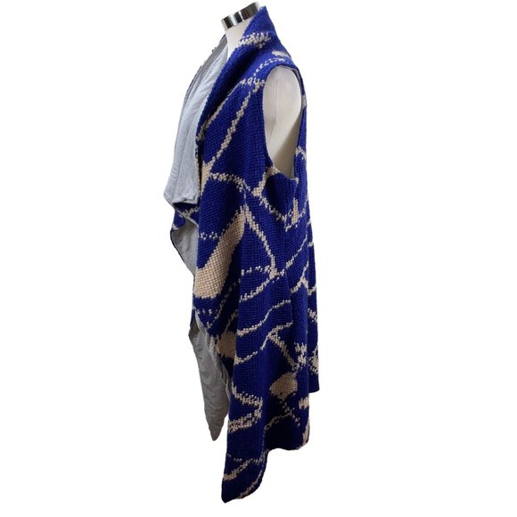 Anthropologie Tabitha Purple Abstract Long Sleeveless Cardigan Cardi Coat Vest - Picture 6 of 12